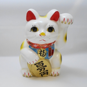 招き猫 白 約35cm 大きめ 招き猫 参号白 / Manekineko Bank Third Model White | KataKoto